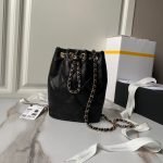 Chanel 24S AS4810 Medium Cc Drawstring Backpack Shiny Lambskin Light Gold Hardware Black AS4810 product photo 1