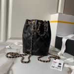 Chanel 24S AS4810 Medium Cc Drawstring Backpack Shiny Lambskin Light Gold Hardware Black AS4810 product photo 2