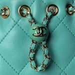 Chanel 24S AS4810 Medium Cc Drawstring Backpack Shiny Lambskin Light Gold Hardware Green AS4810 product photo 7