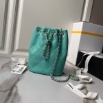 Chanel 24S AS4810 Medium Cc Drawstring Backpack Shiny Lambskin Light Gold Hardware Green AS4810 product photo 1