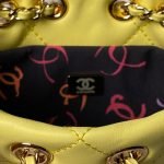 Chanel 24S AS4810 Medium Cc Drawstring Backpack Shiny Lambskin Light Gold Hardware Yellow AS481 product photo 7