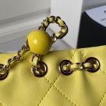 Chanel 24S AS4810 Medium Cc Drawstring Backpack Shiny Lambskin Light Gold Hardware Yellow AS481 product photo 6