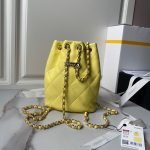 Chanel 24S AS4810 Medium Cc Drawstring Backpack Shiny Lambskin Light Gold Hardware Yellow AS481 product photo 2