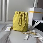 Chanel 24S AS4810 Medium Cc Drawstring Backpack Shiny Lambskin Light Gold Hardware Yellow AS481 product photo 1