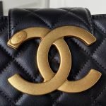 Chanel 24C AS4611 Vintage Logo Lambskin Rectangular Shoulder Bag Black AS4611 u9ed1u8272 product photo 3