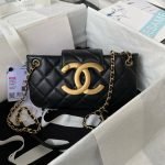 Chanel 24C AS4611 Vintage Logo Lambskin Rectangular Shoulder Bag Black AS4611 u9ed1u8272 product photo 1