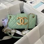 Chanel 24C AS4611 Vintage Logo Lambskin Rectangular Shoulder Bag Green AS4611 u7effu8272 product photo 1
