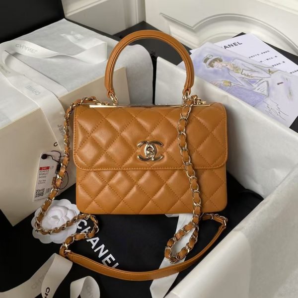 Chanel AS4654 Mini Trendy Cc Flap Bag Caramel Lambskin Light Gold Hardware AS4654 u7126u7cd6 product photo 1