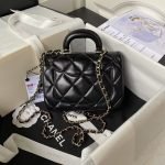 Chanel 24C AS4543 Mini Flap Bag Chain Bag Top Handle Black Lambskin AS4543 u9ed1u8272 product photo 2