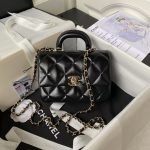 Chanel 24C AS4543 Mini Flap Bag Chain Bag Top Handle Black Lambskin AS4543 u9ed1u8272 product photo 1