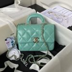 Chanel 24C AS4543 Mini Flap Bag Chain Bag Top Handle Turquoise Lambskin AS4543 u7effu677eu77 product photo 1