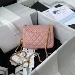 Chanel 23C AS1786 Mini Square Pearl Embossed Flap Bag Antique Gold Hardware Dark Pink AS1786 u product photo 2