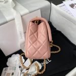 Chanel 23C AS1786 Mini Square Pearl Embossed Flap Bag Antique Gold Hardware Dark Pink AS1786 u product photo 5