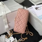 Chanel 23C AS1786 Mini Square Pearl Embossed Flap Bag Antique Gold Hardware Dark Pink AS1786 u product photo 9