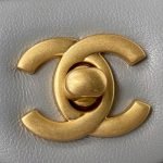Chanel 23C AS1786 Mini Square Pearl Embossed Flap Bag Antique Gold Hardware Light Blue AS1786  product photo 3