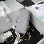 Chanel 23C AS1786 Mini Square Pearl Embossed Flap Bag Antique Gold Hardware Light Blue AS1786  product photo 8