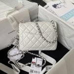 Chanel 23C AS1786 Mini Square Pearl Embossed Flap Bag Antique Silver Hardware White AS1786 u76 product photo 2