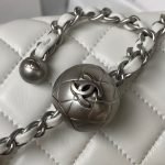 Chanel 23C AS1786 Mini Square Pearl Embossed Flap Bag Antique Silver Hardware White AS1786 u76 product photo 8