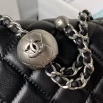 Chanel 23C AS1786 Mini Square Pearl Embossed Flap Bag Antique Silver Hardware Black AS1786 u9e product photo 4
