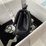 Chanel 23C AS1786 Mini Square Pearl Embossed Flap Bag Antique Silver Hardware Black AS1786 u9e product photo 5