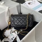 Chanel 23K AS1787 Mini Pearl Embossed Rectangular Flap Bag Lambskin Brushed Metal Hardware Blac product photo 2