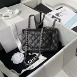 Chanel 23A Classic Mini 2.55 Flap Bag Black Distressed Calfskin Ruthenium Hardware 0874 u9ed1 product photo 2