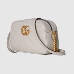 Marmont Small Shoulder Bag Light Grey Chevron - Gucci Shoulder Bag side view