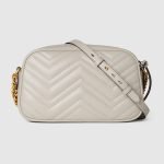 Marmont Small Shoulder Bag Light Grey Chevron - Gucci Shoulder Bag hardware detail