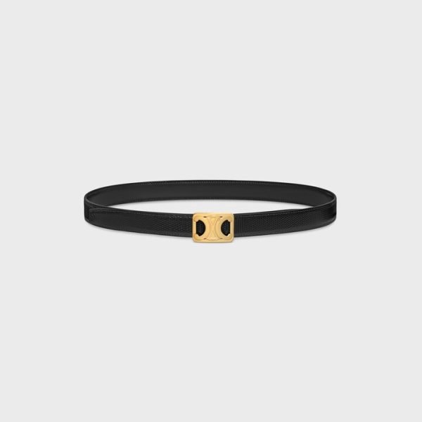 MEDIUM REVERSIBLE FRAMED TRIOMPHE BELT in TAURILLON AND LIZARD EMBOSSED CALFSKIN
