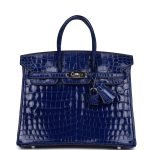Hermes Birkin 25 Bleu Electric Shiny Niloticus Crocodile Palladium Hardware 47653 product photo 1