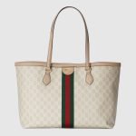 Ophidia Medium Tote Bag Beige Canvas - Gucci Tote Bag front view