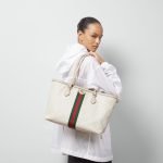 Ophidia Medium Tote Bag Beige Canvas - Gucci Tote Bag back view