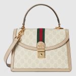 Ophidia GG Small Top Handle Bag Beige Canvas - Gucci Crossbody Bag front view