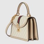 Ophidia GG Small Top Handle Bag Beige Canvas - Gucci Crossbody Bag side view