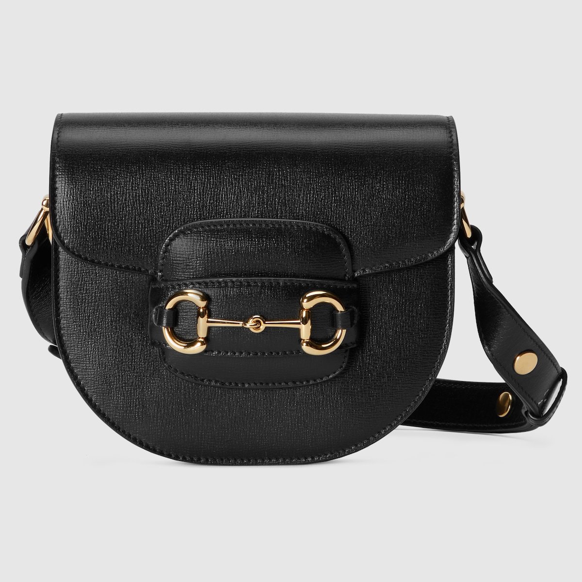 Gucci Horsebit 1955 Mini Rounded Bag Black - Gucci Crossbody Bag front view