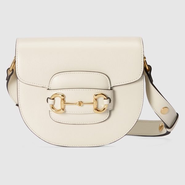Gucci Horsebit 1955 Mini Rounded Bag White - Gucci Crossbody Bag front view