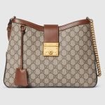 Padlock GG Medium Shoulder Bag Beige Canvas - Gucci Shoulder Bag front view