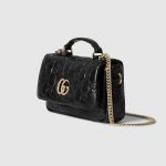 GG Milano Mini Top Handle Bag Black GG Embossed - Gucci Crossbody Bag side view