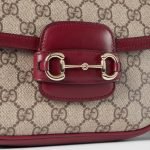 Gucci Horsebit 1955 Soft Small Shoulder Bag Rosso Ancora Red Monogram - Gucci Shoulder Bag interior detail