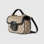 Gucci Horsebit 1955 Soft Small Top Handle Bag Dark Brown Monogram - Gucci Shoulder Bag side view