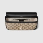 Gucci Horsebit 1955 Soft Small Top Handle Bag Dark Brown Monogram - Gucci Shoulder Bag strap detail
