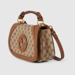 Gucci Blondie Small Top Handle Bag Dark Brown Canvas - Gucci Shoulder Bag side view