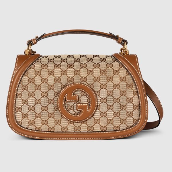 Gucci Blondie Medium Top Handle Bag Dark Brown Canvas - Gucci Shoulder Bag front view