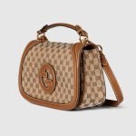 Gucci Blondie Medium Top Handle Bag Dark Brown Canvas - Gucci Shoulder Bag side view