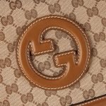 Gucci Blondie Medium Top Handle Bag Dark Brown Canvas - Gucci Shoulder Bag interior detail