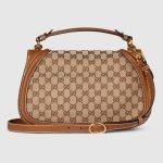 Gucci Blondie Medium Top Handle Bag Dark Brown Canvas - Gucci Shoulder Bag hardware detail