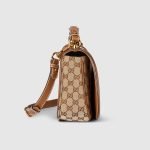 Gucci Blondie Medium Top Handle Bag Dark Brown Canvas - Gucci Shoulder Bag strap detail