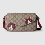 GG Mini Shoulder Bag With Cat Detail - Gucci Crossbody Bag front view