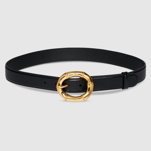 Belt with round bamboo buckle