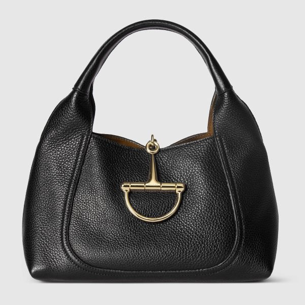 Gucci Softbit Medium Top Handle Bag Black - Gucci Shoulder Bag front view